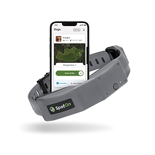 SpotOn GPS Dog Fence & Collar, Wireless, Precise GPS Location, Up to 20 Fences, No Acreage Limits, Waterproof, Assembled in USA (Small/AT&T)